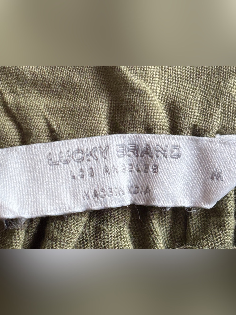 Lucky Brand Olive Green Eyelet & Embroidered Square-Neck Peasant Style Blouse - Picture 9 of 9